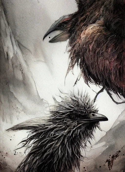 Image similar to emo emu, watercolor, dramatic lighting, cinematic, establishing shot, extremely high detail, foto realistic, cinematic lighting, pen and ink, intricate line drawings, by Yoshitaka Amano, Ruan Jia, Kentaro Miura, Artgerm, post processed, concept art, artstation, matte painting, style by eddie mendoza, raphael lacoste, alex ross