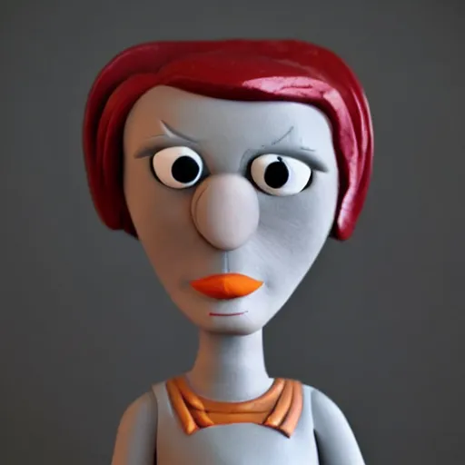 Image similar to portrait of leela from futurama, in the style of a clay model.