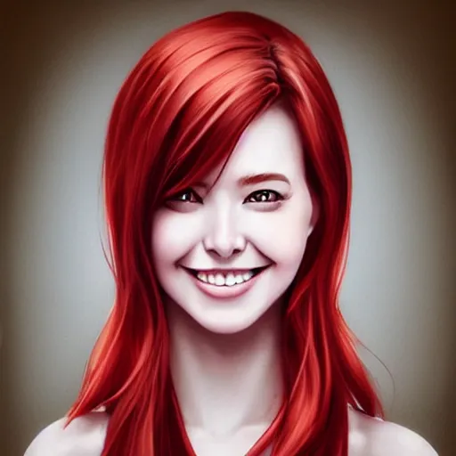 Prompt: woman with red hair smiling, by artgerm