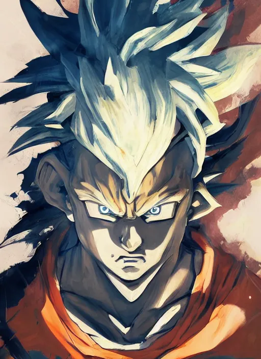 Prompt: semi reallistic gouache gesture painting, by yoshitaka amano, by ruan jia, by Conrad roset, by dofus online artists, detailed anime 3d render of goku super sayian,goku, portrait, cgsociety, artstation, rococo mechanical, Digital reality, sf5 ink style, dieselpunk atmosphere, gesture drawn