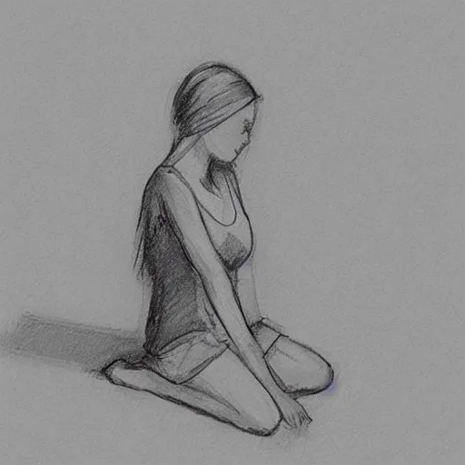 Image similar to sketch, sad, alone, beautiful