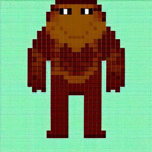 Image similar to stylish teenage sasquatch, pixel art, 24 x 24px