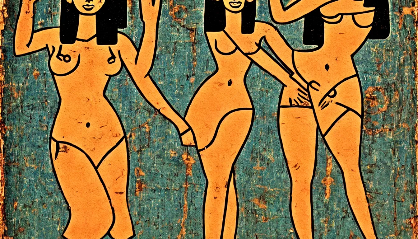 Image similar to egyptian hieroglyph of a pinup woman