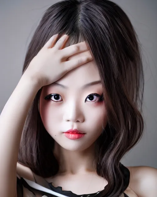 Image similar to Pretty little Chinese girl with big eyes and double eyelids in fashionable dress