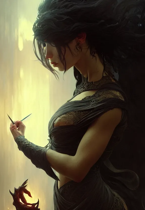 Image similar to a black smoked demon, fantasy magic, dark light night, intricate, elegant, sharp focus, illustration, highly detailed, digital painting, concept art, matte, art by wlop and artgerm and greg rutkowski and alphonse mucha, masterpiece
