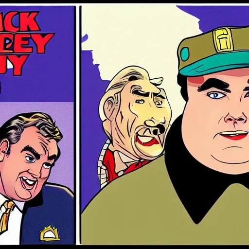 Prompt: john candy in the style of jack kirby