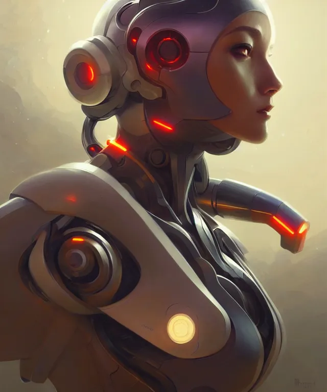 Image similar to Robot futuristic portrait, highly detailed, digital painting, artstation, concept art, smooth, sharp focus, illustration, art by artgerm and greg rutkowski and alphonse mucha