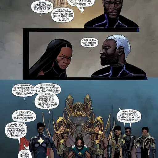 Prompt: The nation of Wakanda is pitted against intervening world powers as they mourn the loss of their king T'Challa.