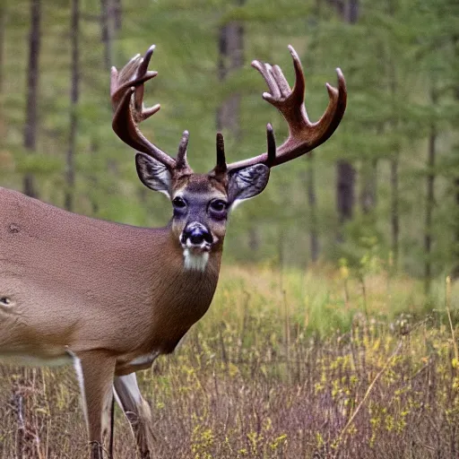 Image similar to Photograph of a deer pointing a rifle at a hunter