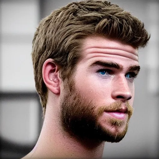 Image similar to “ a realistic detailed photo of a guy who is an attractive humanoid who is half robot and half humanoid, who is a male android, actor liam hemsworth, shiny skin, posing like a statue, blank stare, at the museum, on display ”