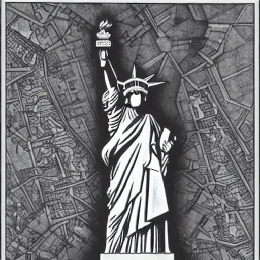 Prompt: the statue of liberty designed by Escher