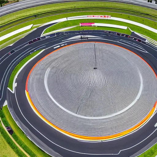 Image similar to drone photo of a futuristic racing circuit