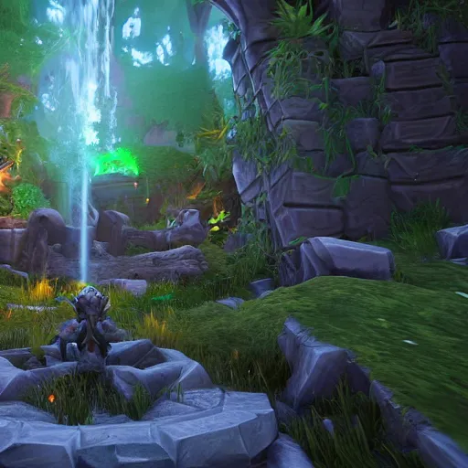 Image similar to World of Warcraft 2 in unreal engine 5, raytracing, unrealengine, HD, render, 4k, bloom, ambient occlusion, volumetric light