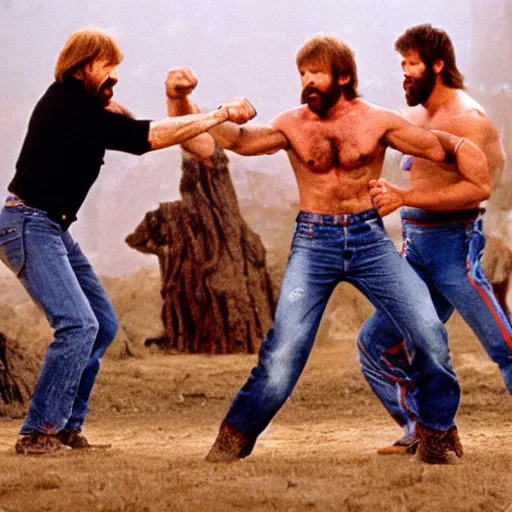 Image similar to chuck norris Fight with the giants chtulhu