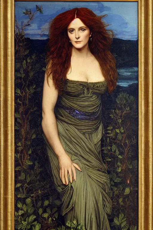 Image similar to a pre raphaelite painting of lynda carter by dante gabriel rossett