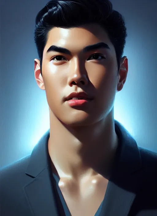 Image similar to portrait of reggie mantle, intricate, elegant, glowing lights, highly detailed, digital painting, artstation, concept art, smooth, sharp focus, illustration, art by wlop, mars ravelo and greg rutkowski