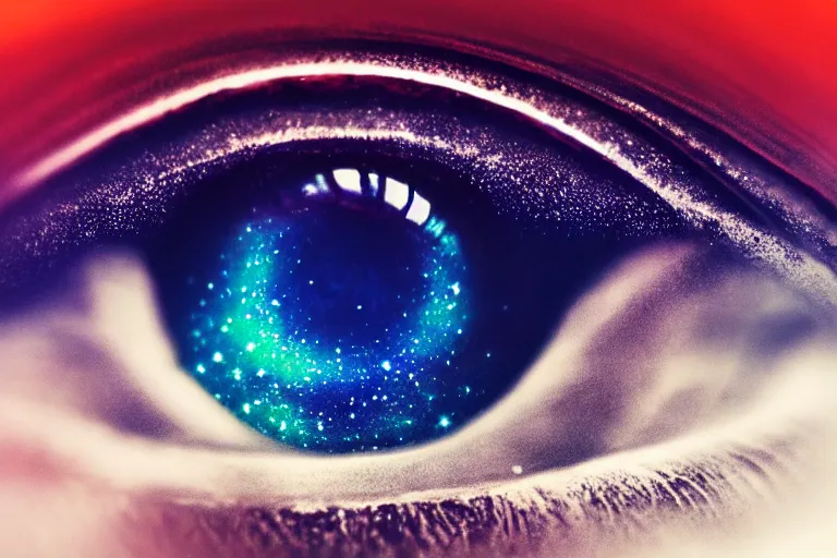 Image similar to a galaxy is inside of an eye, beautiful eye, eye, eye of a woman, realistic, ultra realistic, macro photo, beautiful, digital art, conceptual art, trending on artstation