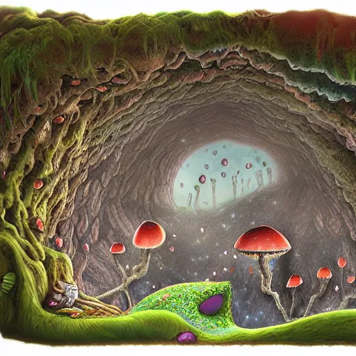 Prompt: surreal fungal cave