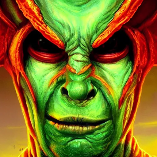 Prompt: bright, colorful, realistic, detailed from Elder Scrolls: shivering isles concept portrait eyeless green monster eyeless falmer backlighting, kodachrome, high contrast, highly detailed, sharp focus, digital painting, concept art, illustration, trending on artstation, comic book by Alex Ross and Adam Adamowicz cover art