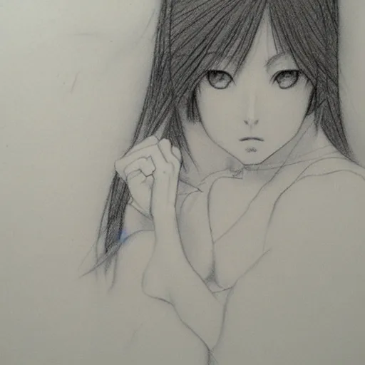 Prompt: a lonely girl by inoue takehiko. pencil sketch.