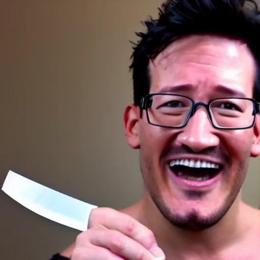 Prompt: markiplier with a knife