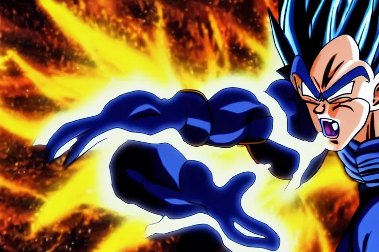 Image similar to vegeta doing a kamehameha, hd, high detailed