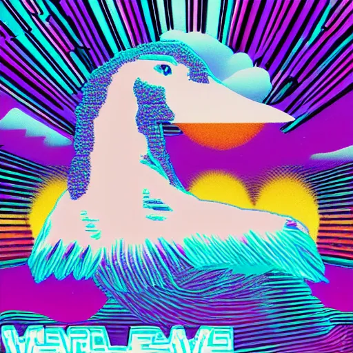 Image similar to vaporwave goose