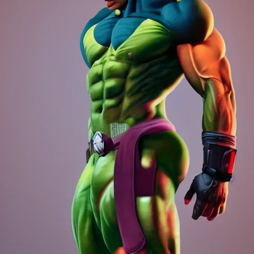 Image similar to Cammy, Man, handsome, muscular, sharp focus, colorful, photograph, octane render