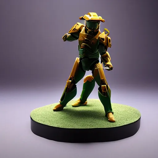 Prompt: action figure of Master Chief bending over touching his toes, by Hasbro