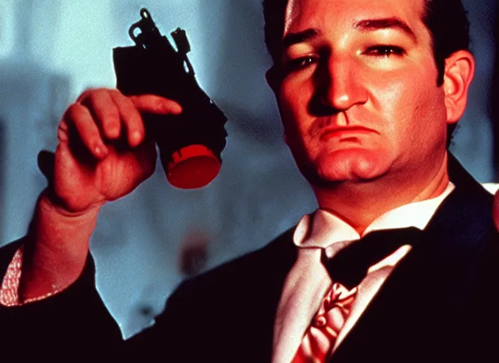 Prompt: ted cruz as candyman, movie still, from the candyman 1 9 9 2 movie, 8 k, realistic