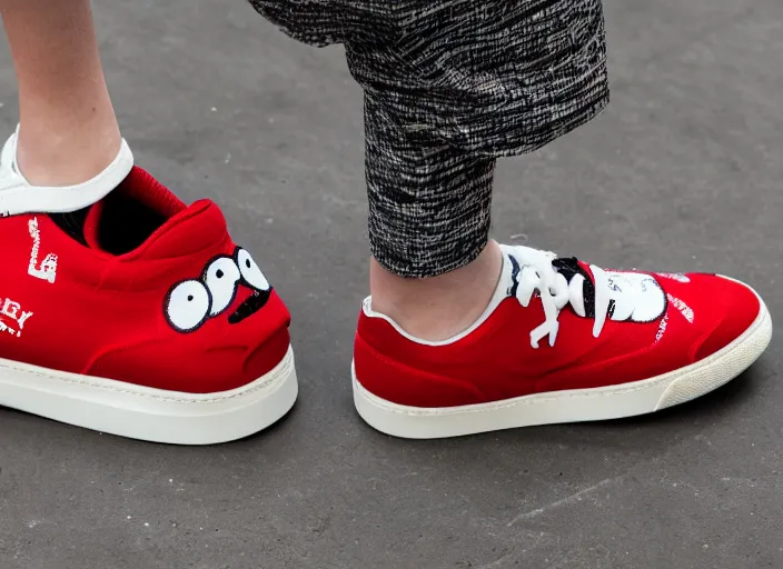 Image similar to Jollibee sneakers designed by Junya Watanabe