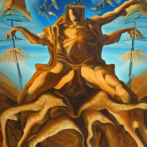 Image similar to mount olympus, oil and acrylic on canvas, surrealism, high detail