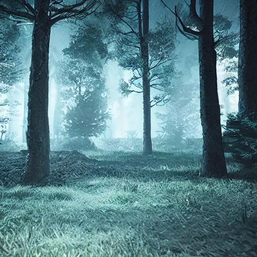 Prompt: 8 k hd detailed octane render of a haunted forest at midnight