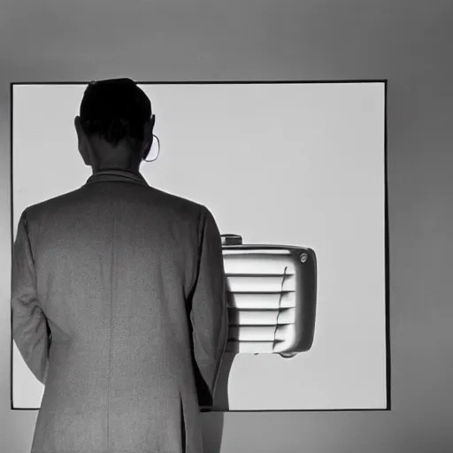 Image similar to man with a projector for a head, 1960 photograph