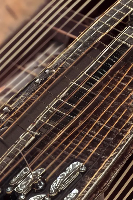 Image similar to up close steampunk guitar fretboard