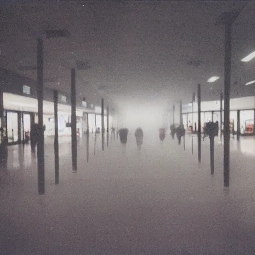 Prompt: Beautiful Liminal Grainy foggy disposable-camera Photograph of a infinite Mall filled with potatoes