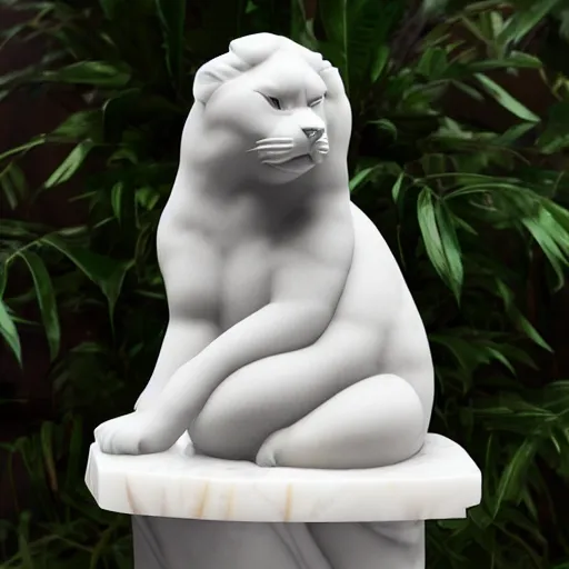 Prompt: doja cat marble statue