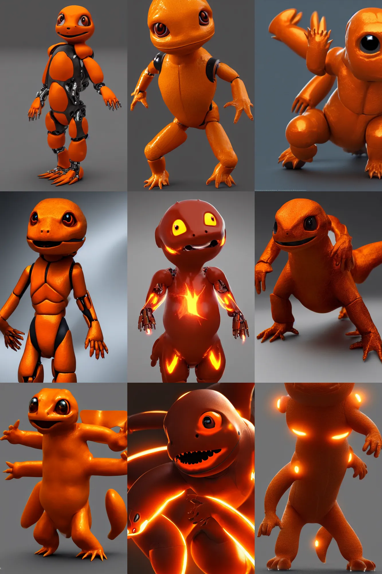 Image similar to Charmander cyborg mechanical humanoid, digital art, 16k, hyperrealism, high detail, ray tracing, concept art, octane render