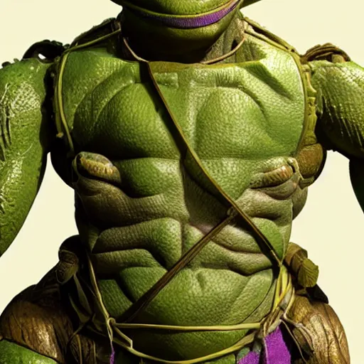 Prompt: donatello from the teenage mutant ninja turtles movie, 1 9 9 0 s, friendly, high detailed, octane render