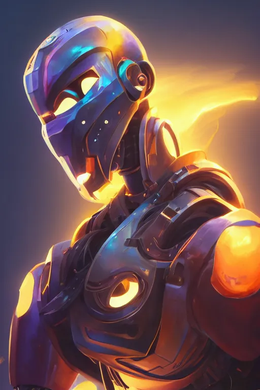 Image similar to epic mask helmet robot ninja portrait stylized as fornite style game design fanart by concept artist gervasio canda, behance hd by jesper ejsing, by rhads, makoto shinkai and lois van baarle, ilya kuvshinov, rossdraws global illumination radiating a glowing aura global illumination ray tracing hdr render in unreal engine 5