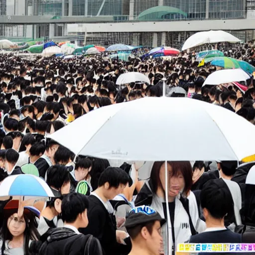 Image similar to Comiket was hit by a typhoon, realistic, detailed