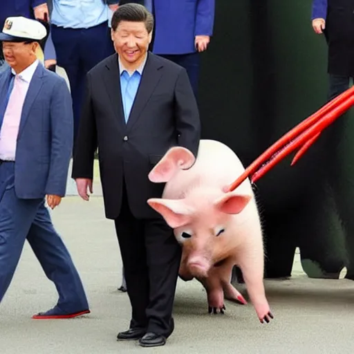 Image similar to xi jinping hitting pigs with big stick