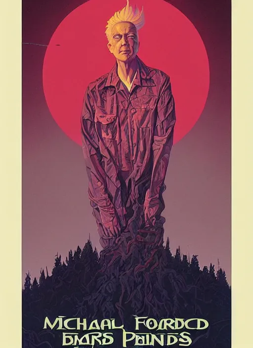 Prompt: poster artwork by Michael Whelan and Tomer Hanuka, Karol Bak of Francis Ford Coppola, from scene from Twin Peaks, clean