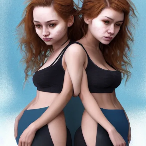 Image similar to two young women who are conjoined twins, hyperdetailed, artstation, cgsociety, 8k