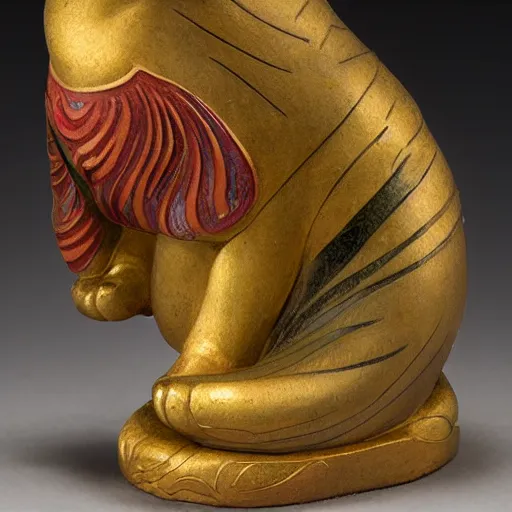 Prompt: cloisonne figurine of a cat, by annie swynnerton and diego rivera and nicholas roerich and jean delville, symbolist, dramatic lighting, god rays, art brut, rich colors, smooth, sharp focus, extremely detailed, adolf wolfli and ( donato giancola and bilibin )