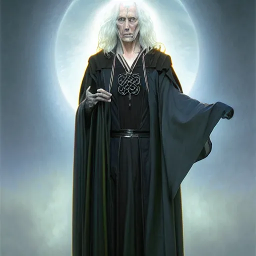 Image similar to portrait of raistlin majere, dark, piercing eyes, gentle expression, esoteric clothing, photorealistic, highly detailed, artstation, smooth, sharp focus, art by michael whelan, artgerm, greg rutkowski and alphonse mucha