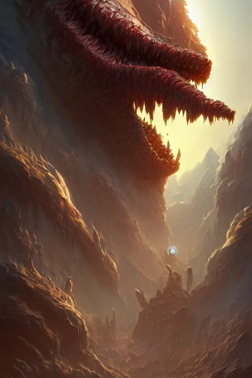 Image similar to eater of worlds, highly detailed, d & d, fantasy, highly detailed, digital painting, trending on artstation, concept art, sharp focus, illustration, global illumination, ray tracing, realistic shaded, art by artgerm and greg rutkowski and fuji choko and viktoria gavrilenko and hoang lap, sunny