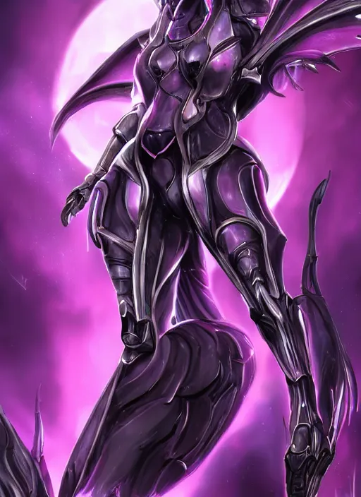 Image similar to cinematic goddess close shot, galactic sized proportional stunning beautiful hot female warframe, sleek mecha female dragon head, metal ears, led purple eyes, smooth fuschia skin, smooth silver armor, floating in space, holding a galaxy, epic proportions, epic size, epic scale, furry art, dragon art, giantess art, warframe fanart, furaffinity, octane