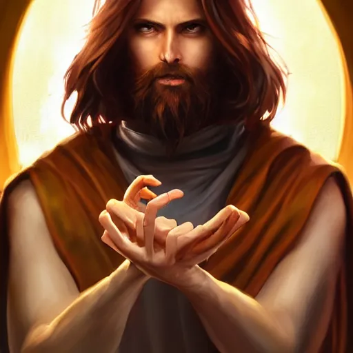 Image similar to semi realistic Sonic Jesus christ holding a shiny Sacred Ring, by Stanley Artgerm Lau, WLOP, Rossdraws, James Jean, Andrei Riabovitchev, Marc Simonetti, Yoshitaka Amano, ArtStation, CGSociety,