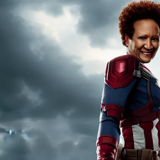 Image similar to wanda sykes as captain america, cinematic, high detailed, 8 k, photorealistic